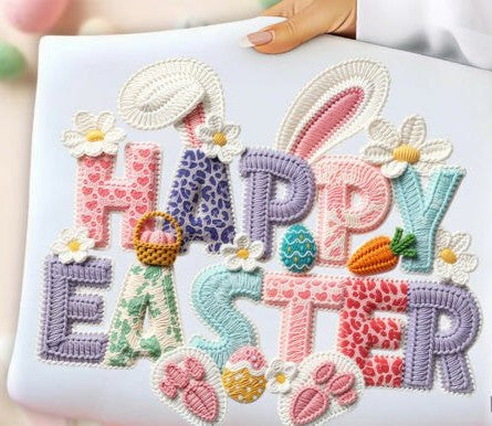 Happy Easter Latch Yarn DTF