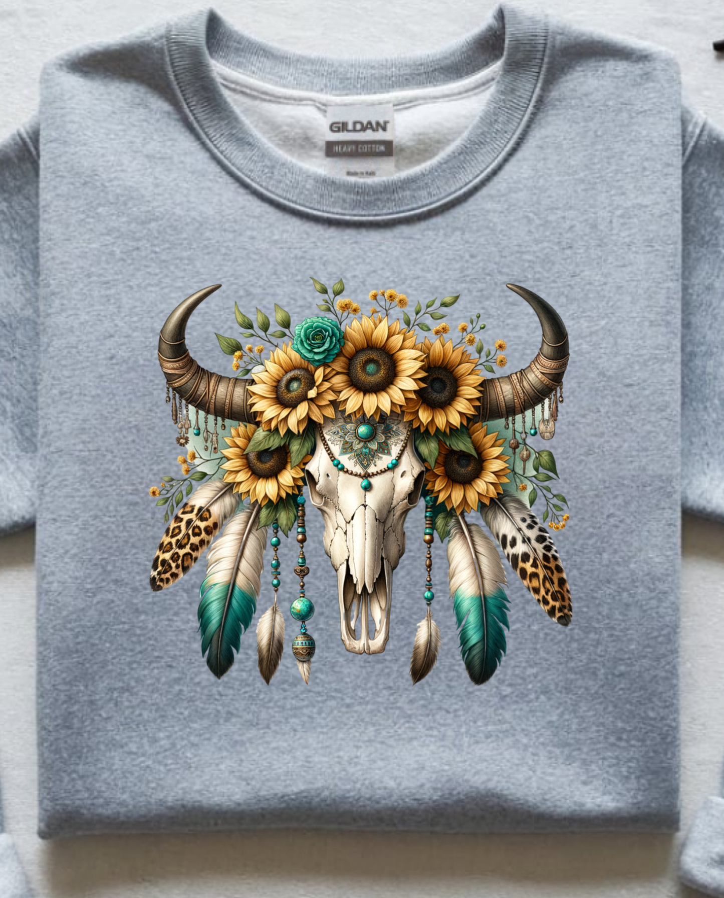 Sunflower Boho Skull DTF