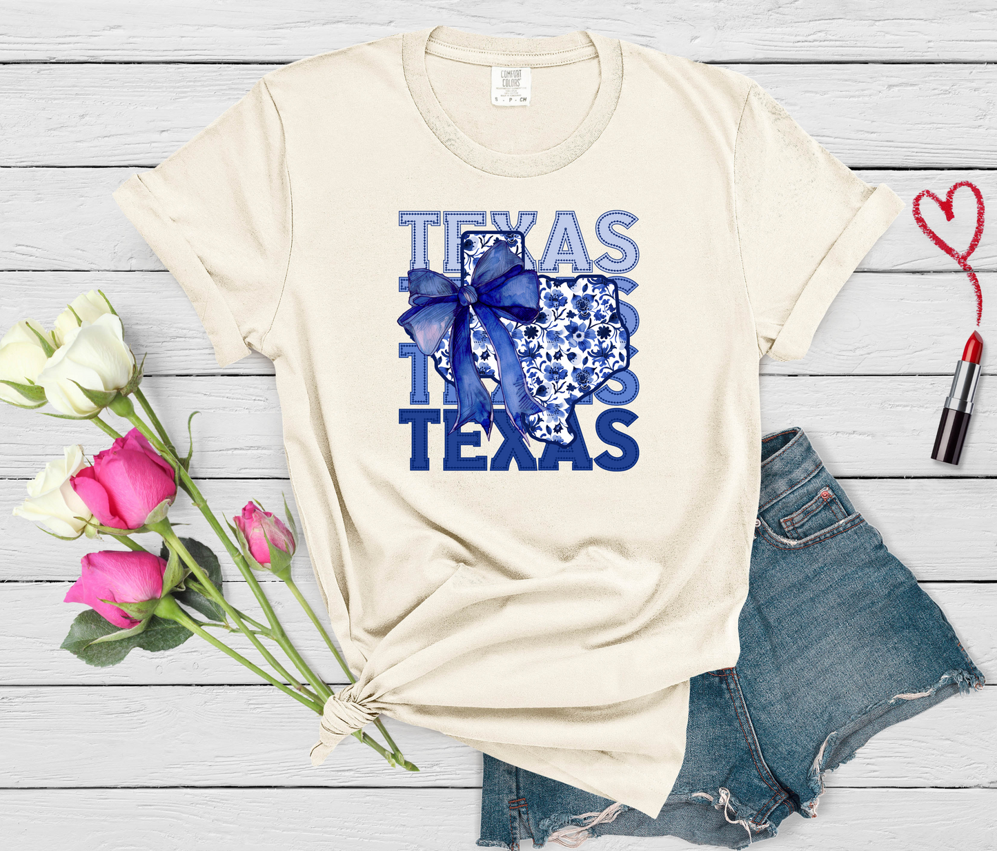 Texas Coquette Bow Blue DTF