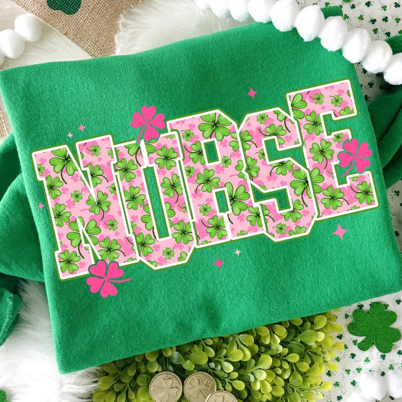 Nurse St Patricks Day Bow DTF