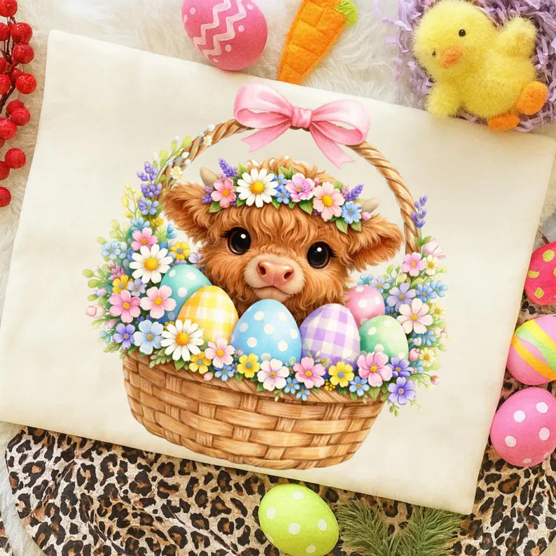 Easter Highland Cow DTF