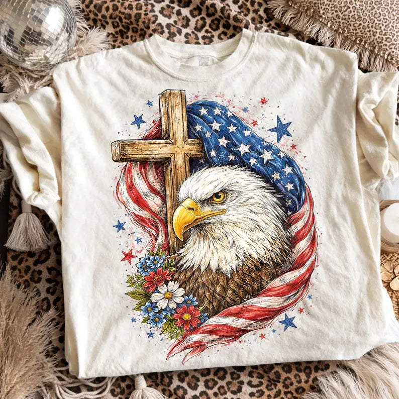 Eagle Cross 4th of July DTF