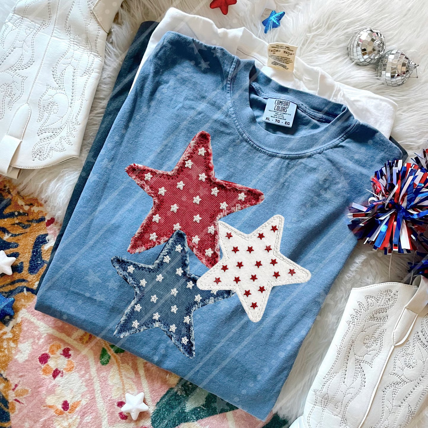 Faux Patch Stars Tshirt