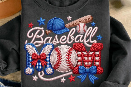 Baseball Mom Faux Yarn DTF