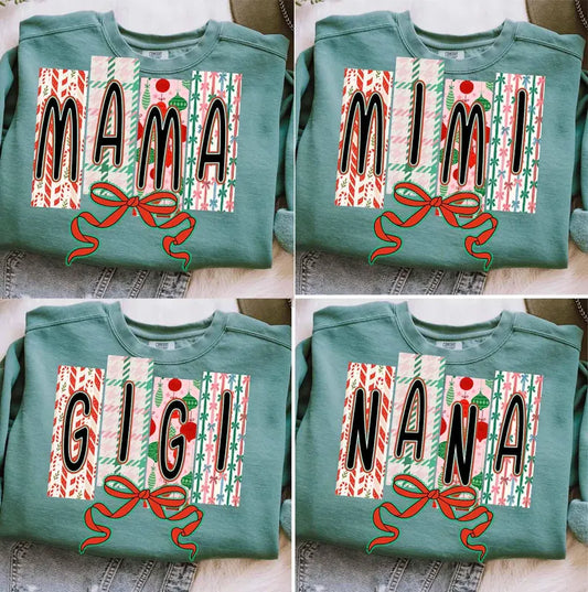 Christmas Names Coquette Bow DTF