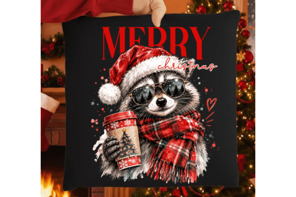 Merry Christmas Raccoon DTF