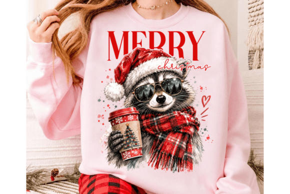 Merry Christmas Raccoon DTF