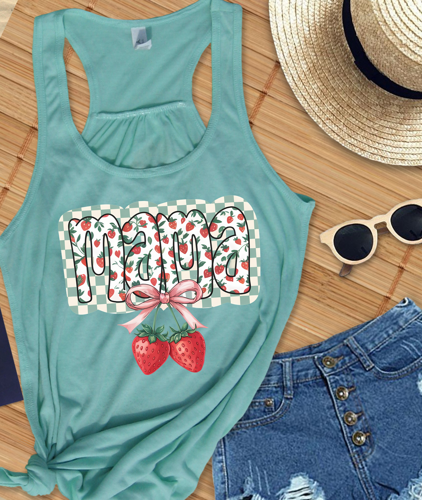 Mama Checkered Strawberry DTF