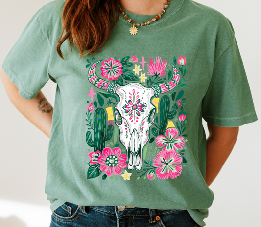 Boho Floral Skull DTF