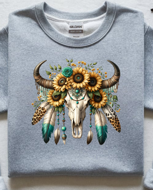 Sunflower Boho Skull DTF