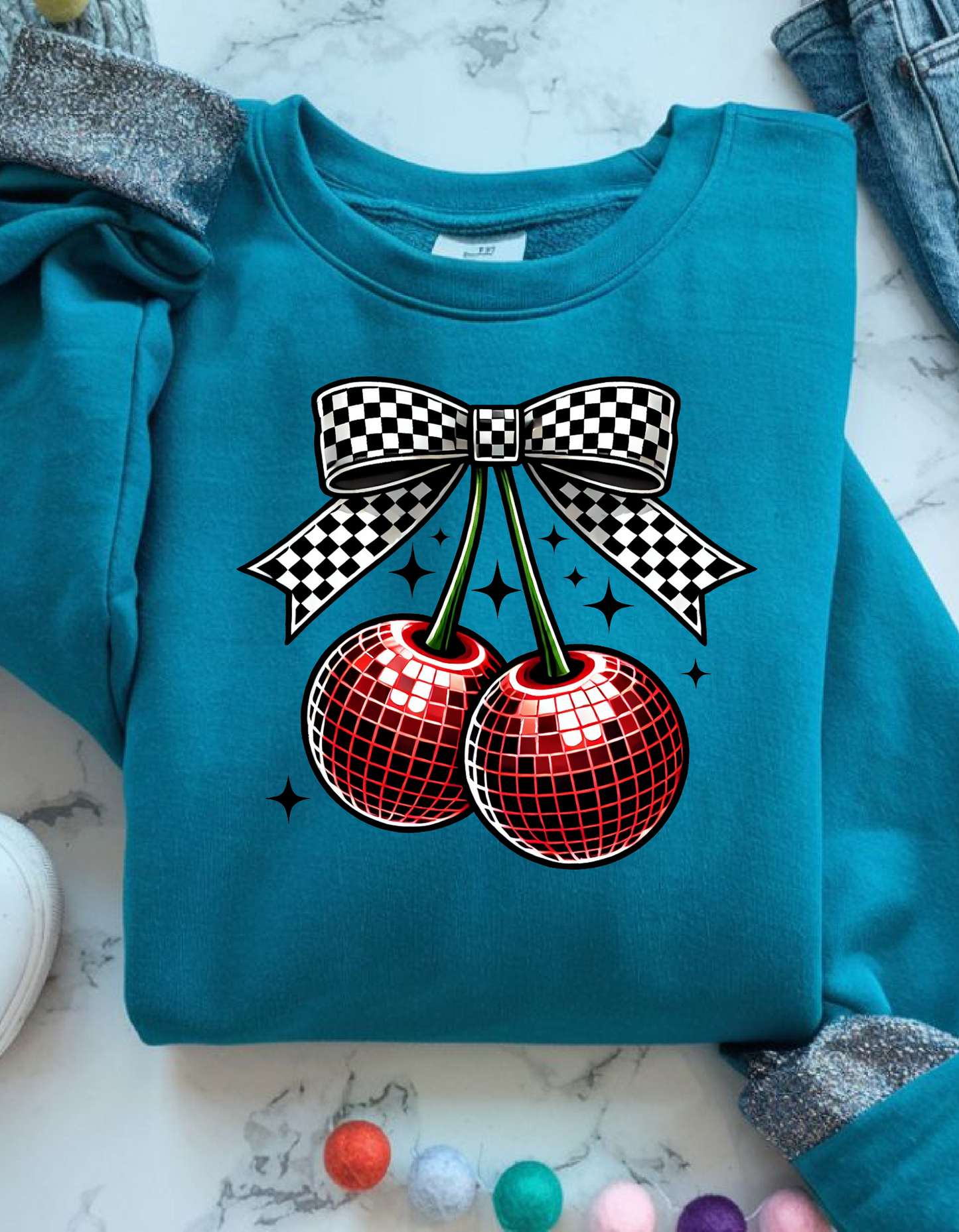 Checkered Cherry Bow