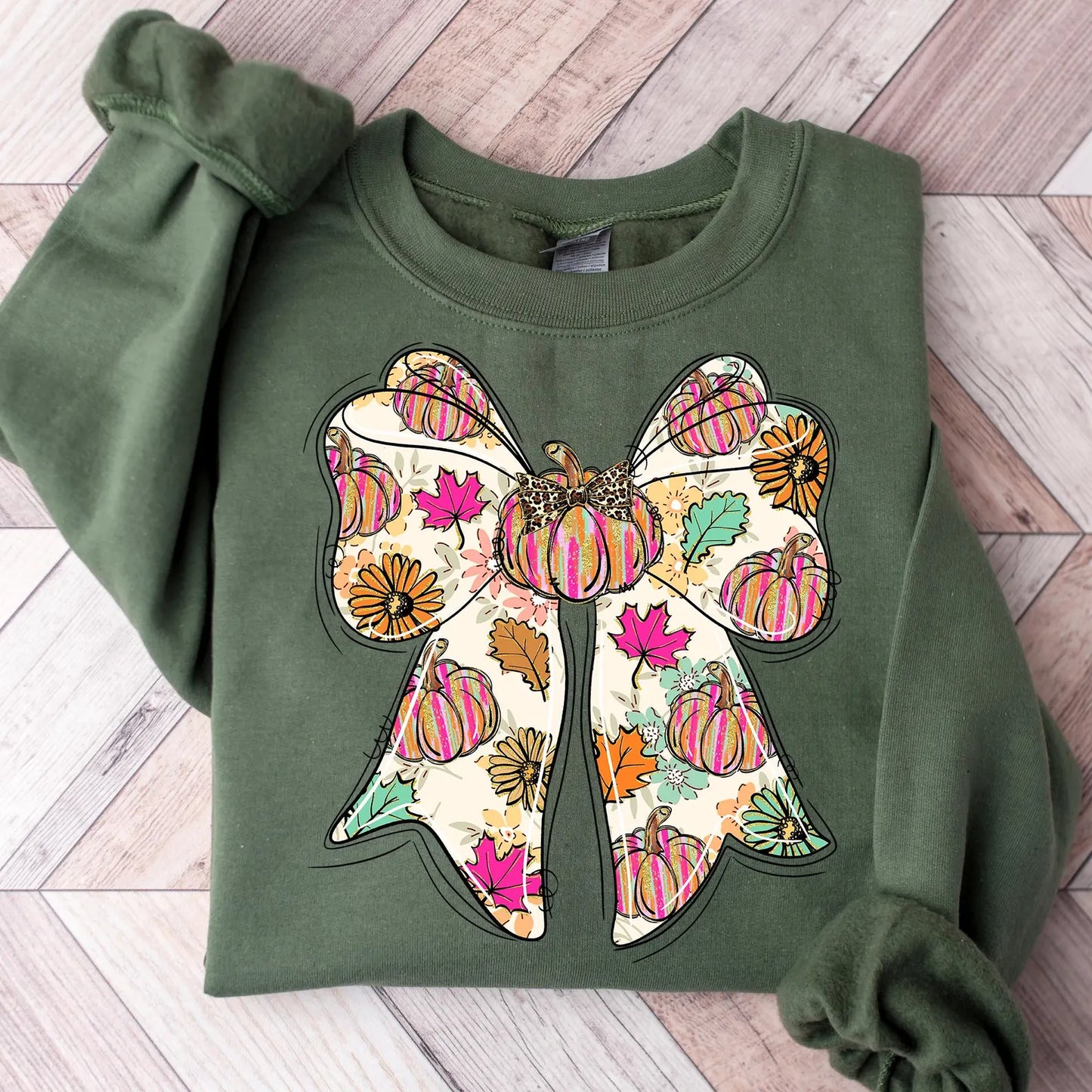 Floral Fall Coquette Pumpkin Bow DTF