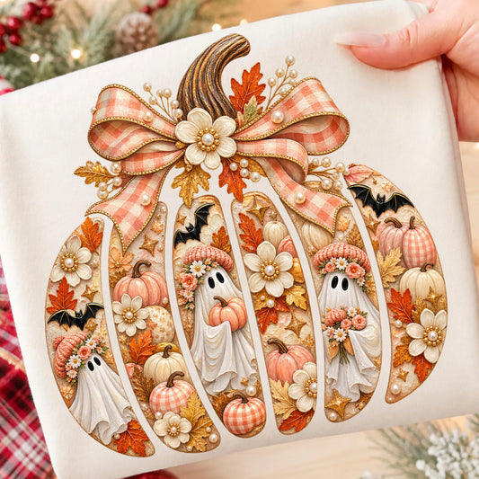 Fall Pumpkin Coquette Ghost DTF