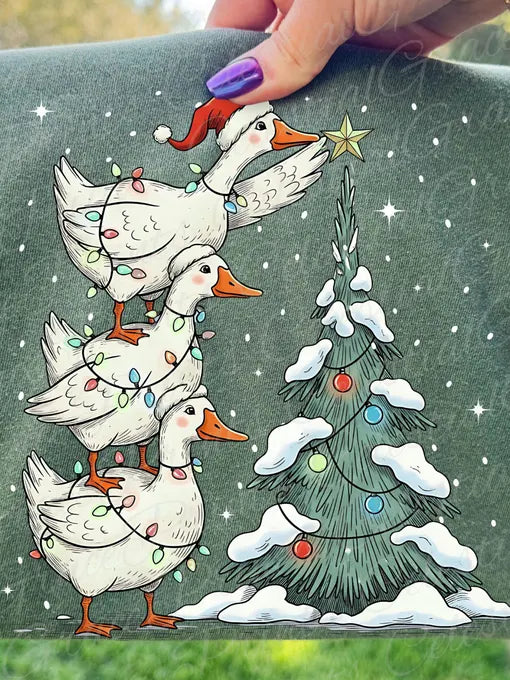 Funny Christmas Geese DTF