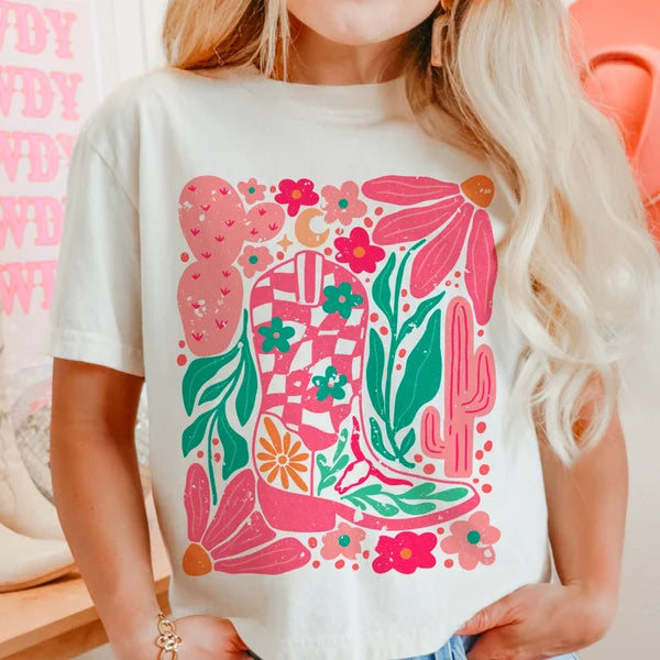 Boho Cowgirl Boot & Flowers