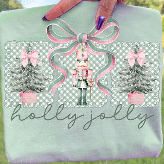 Holly Jolly Sage/Pink/Preppy DTF
