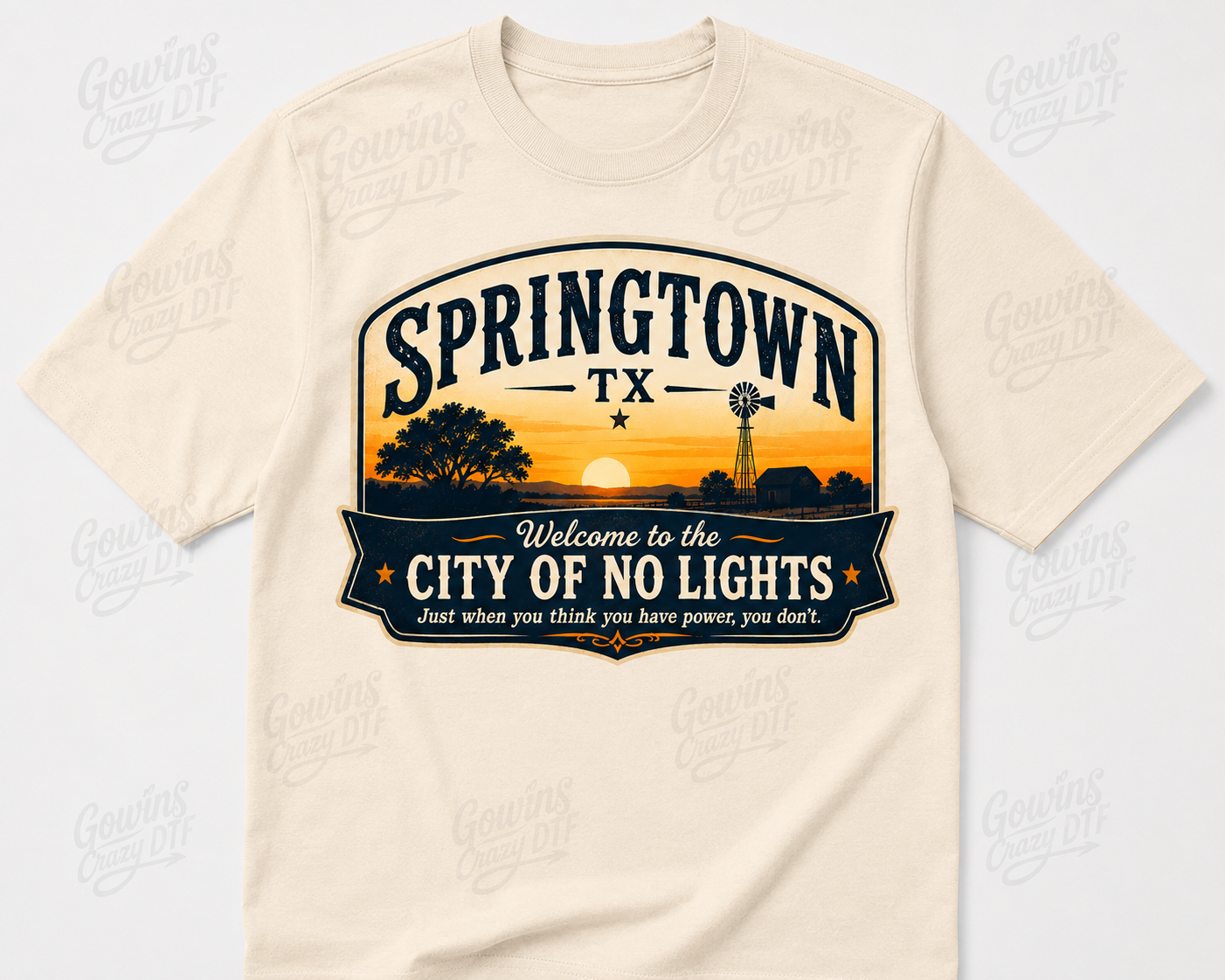 Springtown Tx City of No Lights Tee