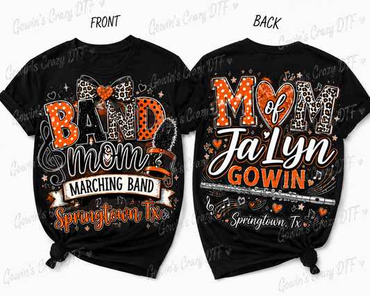 Band Mom Marching Band Tee-(Email us for name changes)