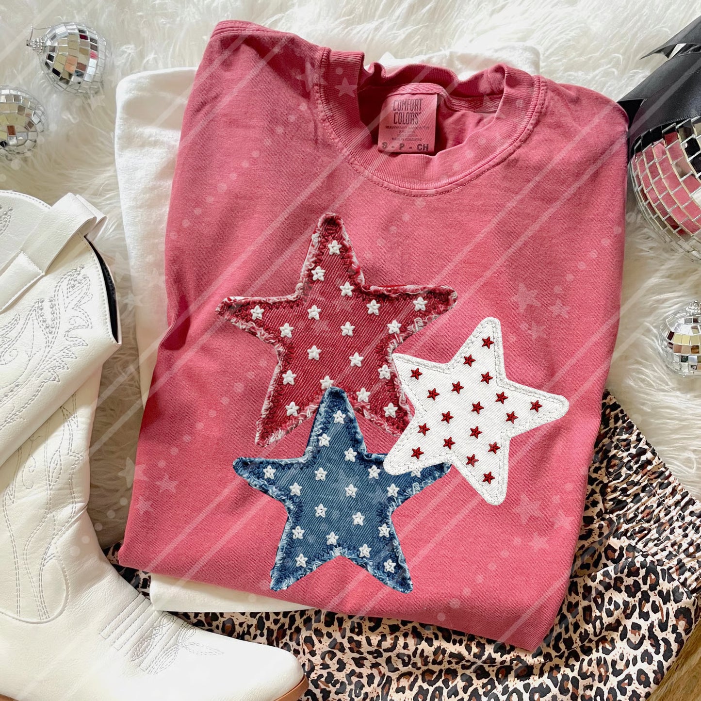 Faux Patch Stars Tshirt