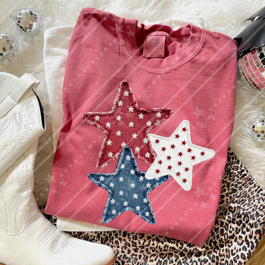 Faux Patch Stars Tshirt